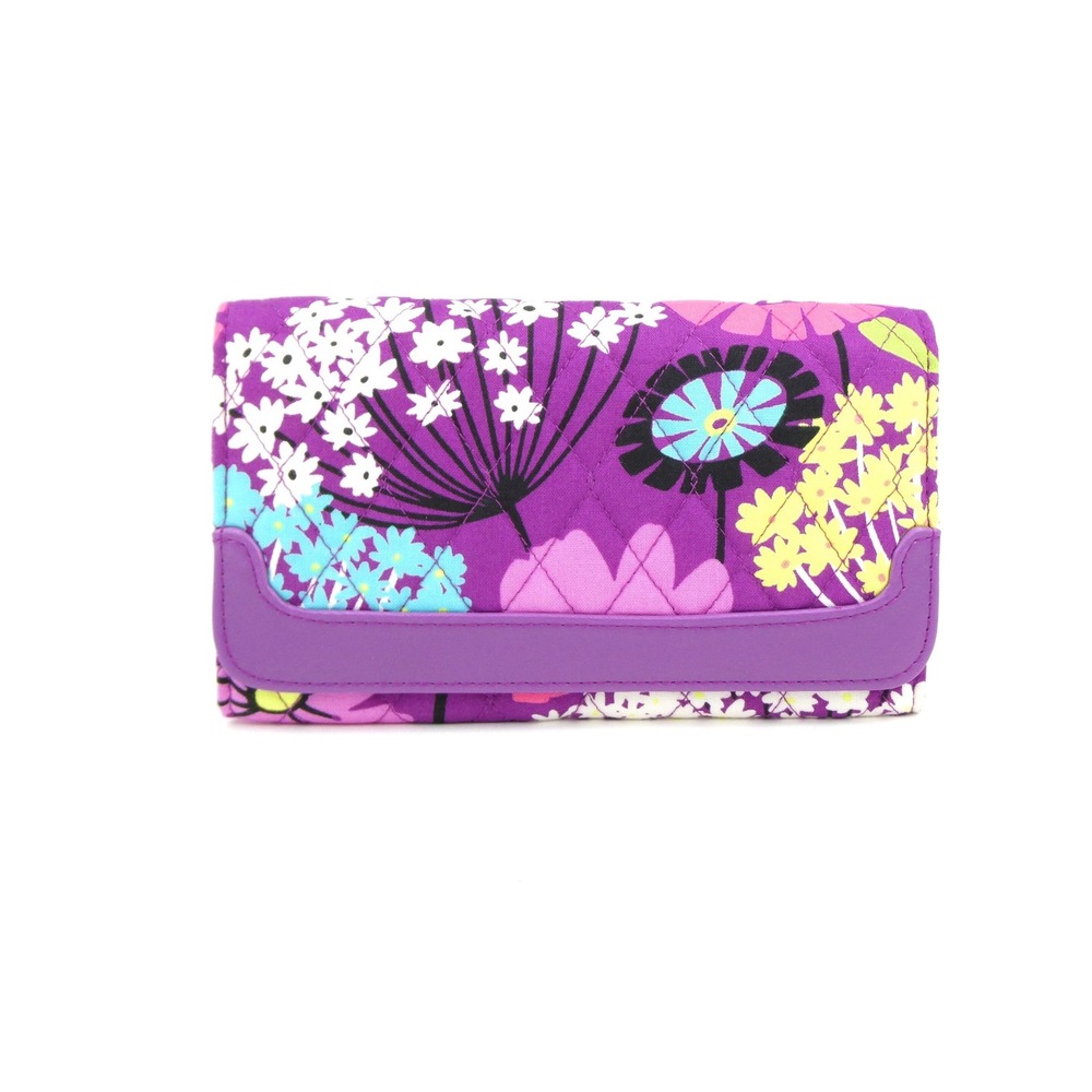 Vera Bradley VB Flutterby Purple Sleek N' Chick Trifold Wallet NWT